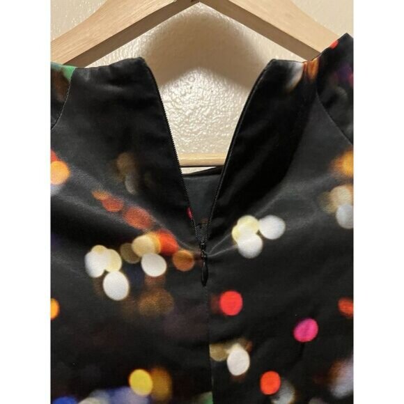 Milly City Lights Black Blouse Top Short Sleeve Shirt Zips Abstract Dot Womens 2 - Picture 11 of 13